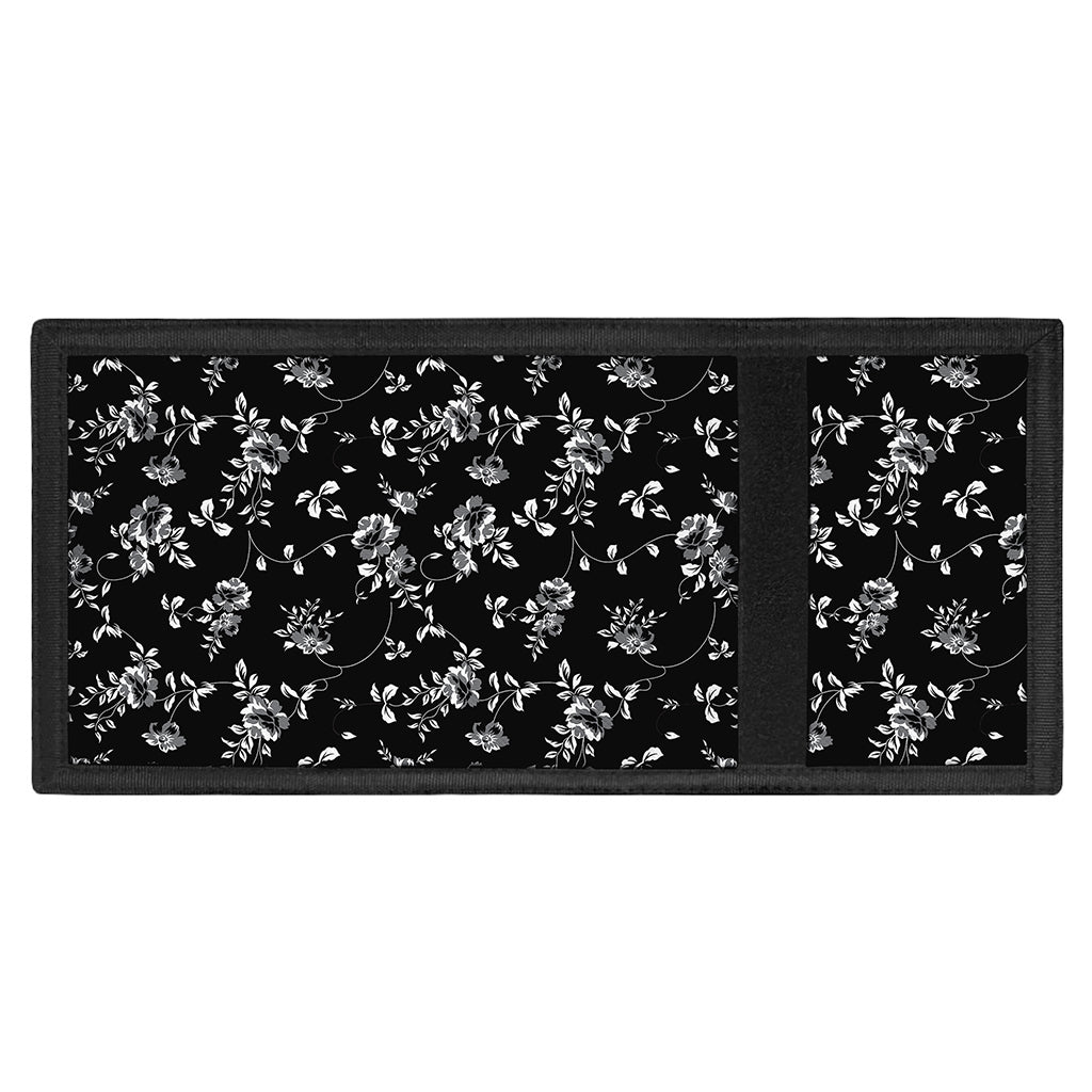 Black And White Flower Print Trifold Wallet
