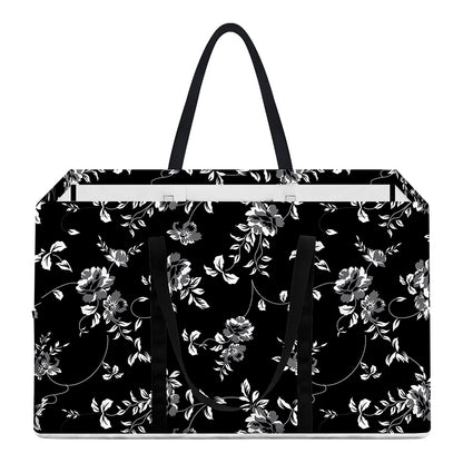 Black And White Flower Print Utility Tote Bag