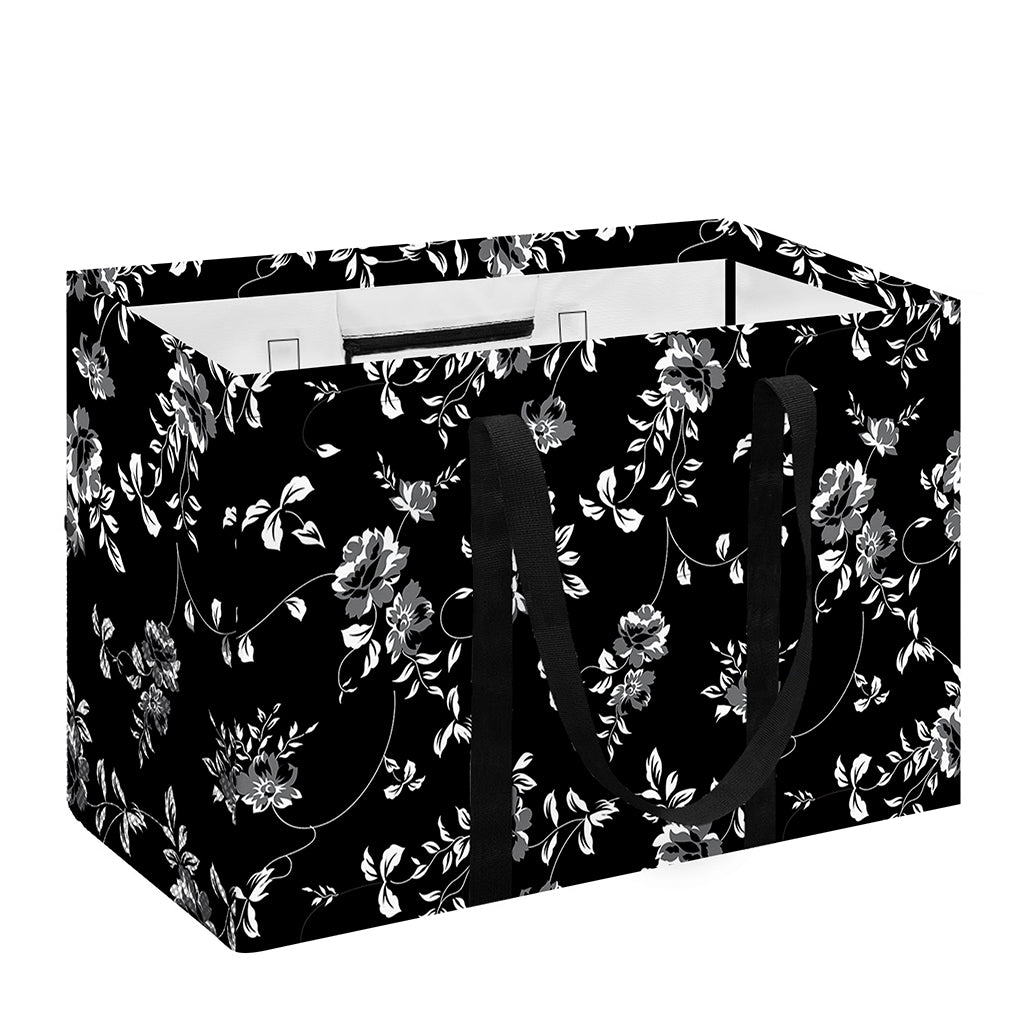 Black And White Flower Print Utility Tote Bag
