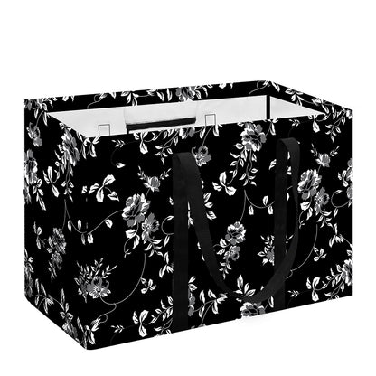 Black And White Flower Print Utility Tote Bag
