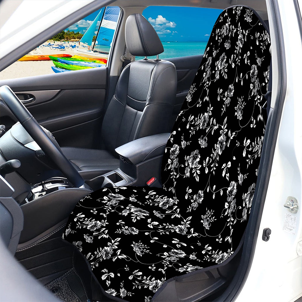 Black And White Flower Print Waterproof Car Seat Cover