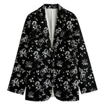 Black And White Flower Print Women's Blazer