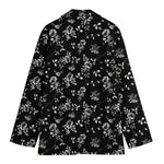 Black And White Flower Print Women's Blazer