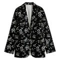 Black And White Flower Print Women's Cotton Blazer