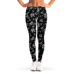 Black And White Flower Print Women's Leggings