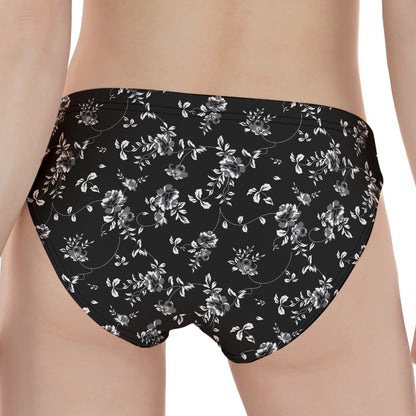 Black And White Flower Print Women's Panties