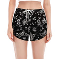 Black And White Flower Print Women's Split Running Shorts