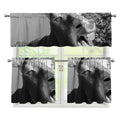 Black And White Funny Donkey Print 3 Piece Kitchen Curtains