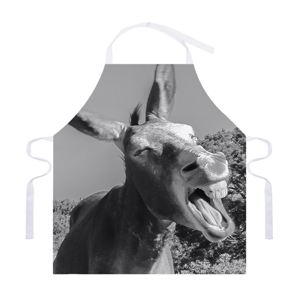 Black And White Funny Donkey Print Adjustable Apron