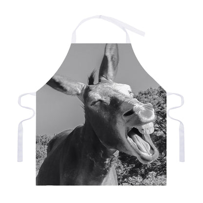 Black And White Funny Donkey Print Adjustable Apron