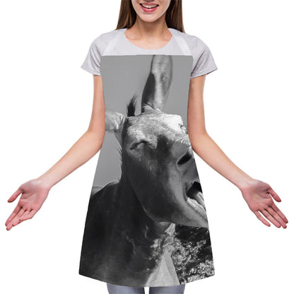 Black And White Funny Donkey Print Adjustable Apron