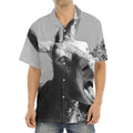 Black And White Funny Donkey Print Aloha Shirt