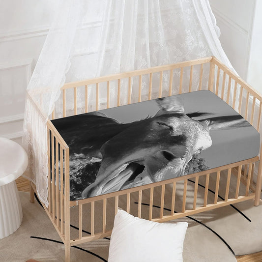 Black And White Funny Donkey Print Baby Crib Sheet