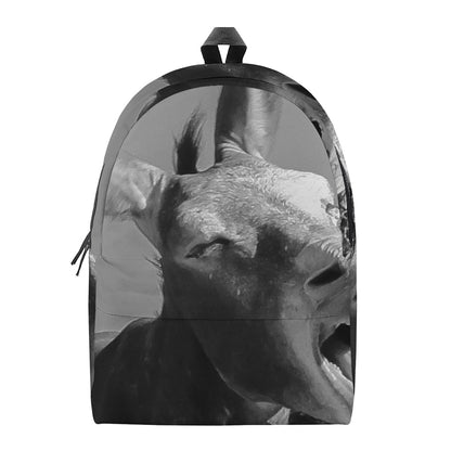 Black And White Funny Donkey Print Backpack