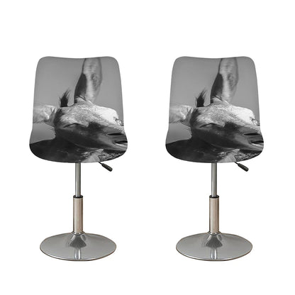 Black And White Funny Donkey Print Bar Stool Covers