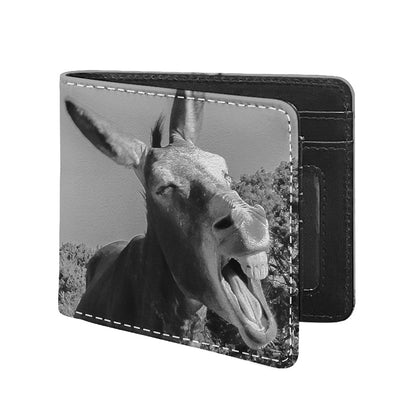 Black And White Funny Donkey Print Bifold Wallet