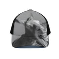 Black And White Funny Donkey Print Black Mesh Trucker Hat