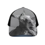 Black And White Funny Donkey Print Black Mesh Trucker Cap