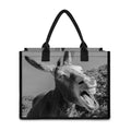 Black And White Funny Donkey Print Canvas Tote Bag