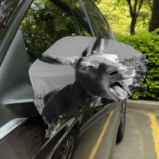 Black And White Funny Donkey Print Car Side Mirror Covers