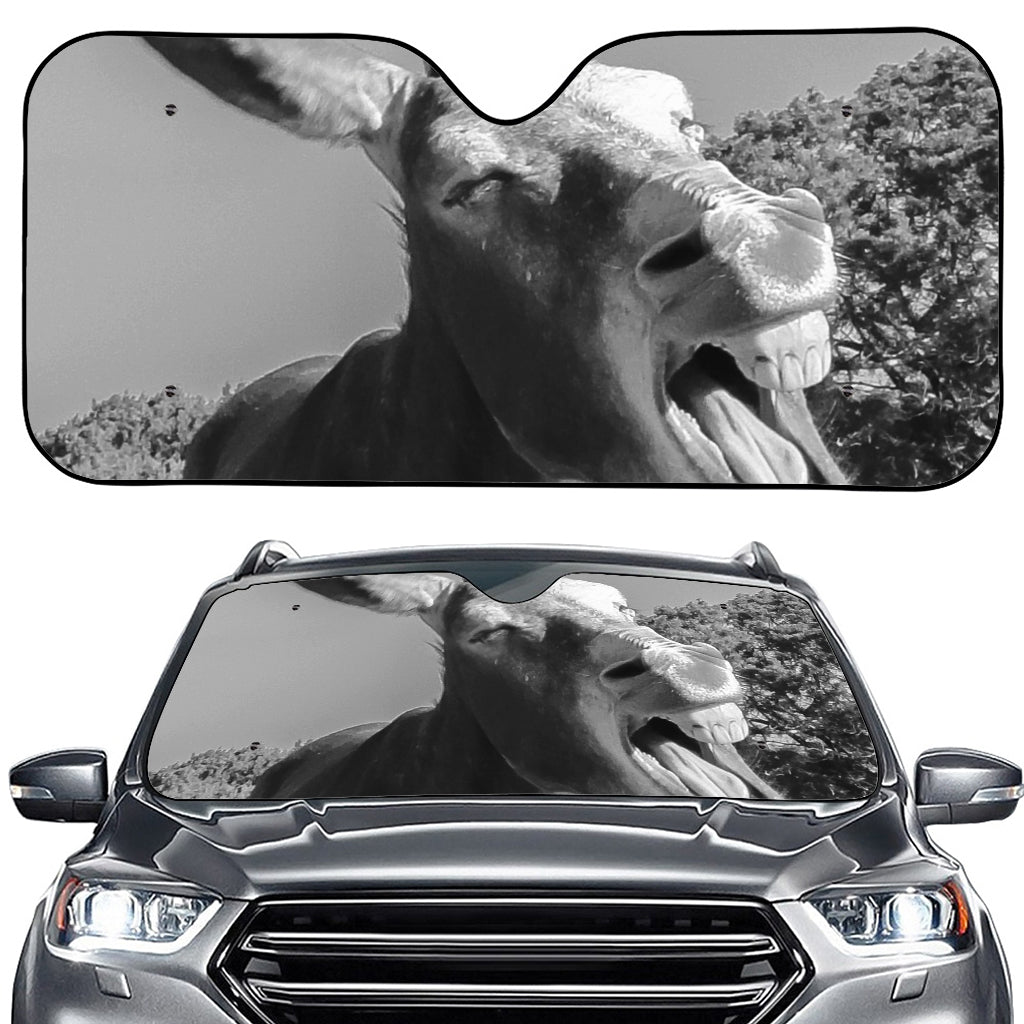Black And White Funny Donkey Print Car Windshield Sun Shade