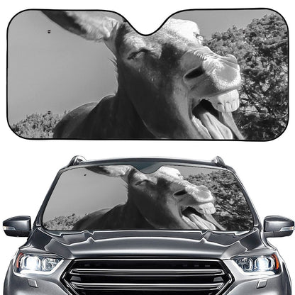 Black And White Funny Donkey Print Car Windshield Sun Shade