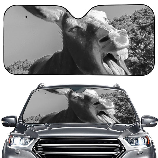 Black And White Funny Donkey Print Car Windshield Sun Shade