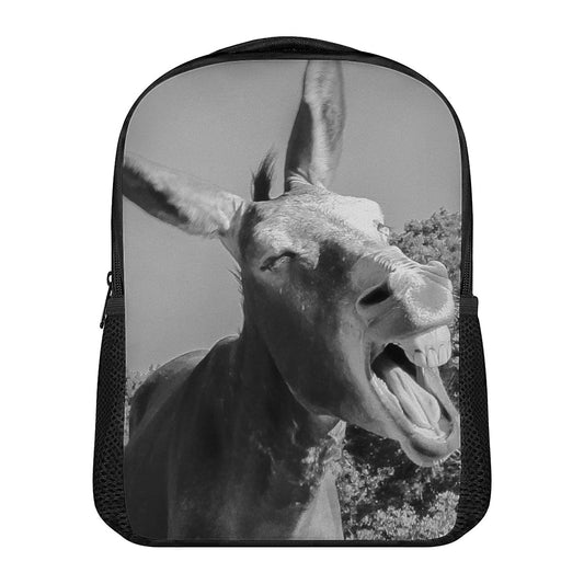 Black And White Funny Donkey Print Casual Backpack