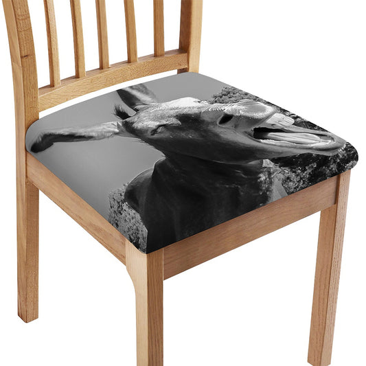 Black And White Funny Donkey Print Chair Cushion Cover
