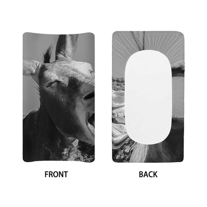 Black And White Funny Donkey Print Changing Pad Cover