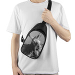 Black And White Funny Donkey Print Chest Bag