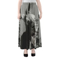 Black And White Funny Donkey Print Chiffon Maxi Skirt