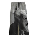 Black And White Funny Donkey Print Cotton Front Slit Maxi Skirt