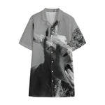 Black And White Funny Donkey Print Cotton Hawaiian Shirt