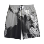 Black And White Funny Donkey Print Cotton Shorts