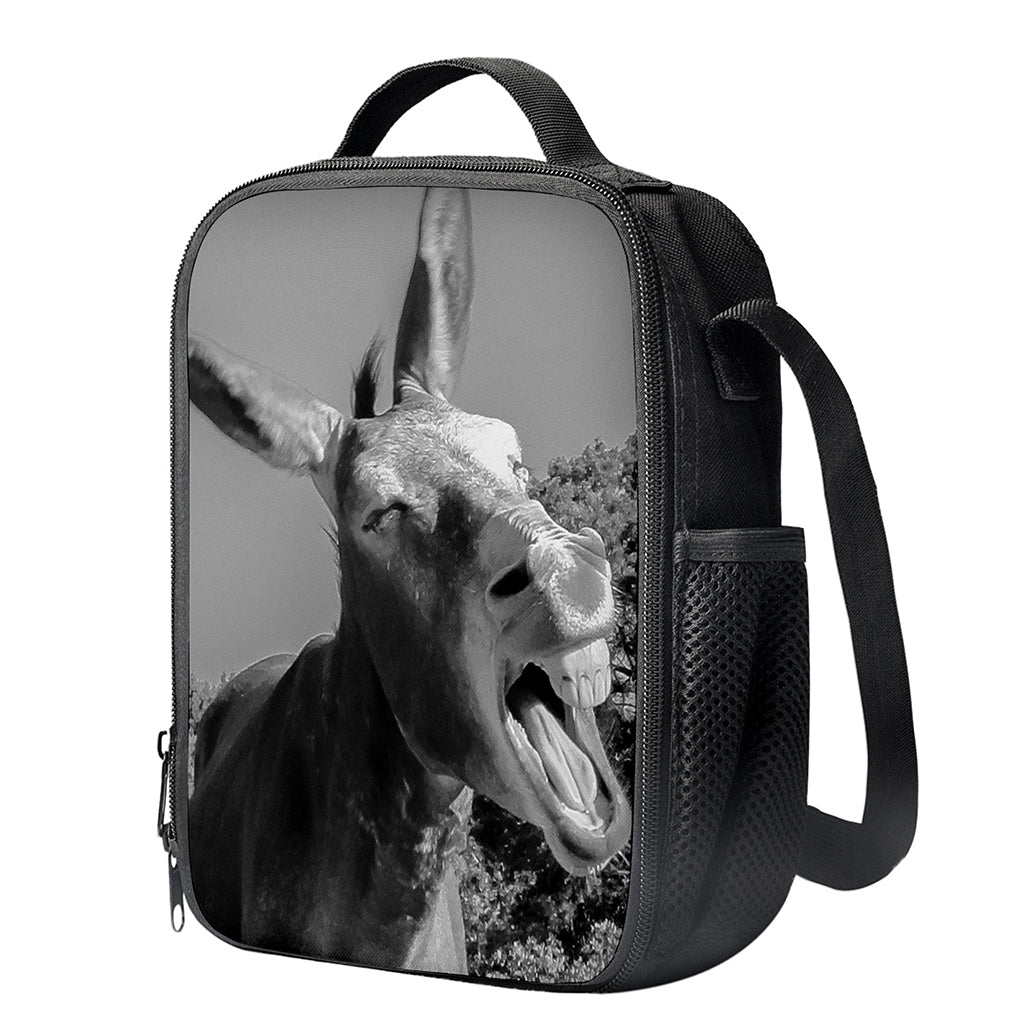 Black And White Funny Donkey Print Crossbody Lunch Bag
