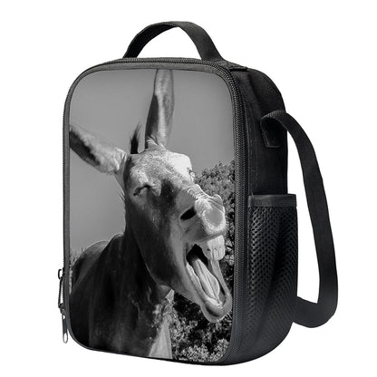 Black And White Funny Donkey Print Crossbody Lunch Bag