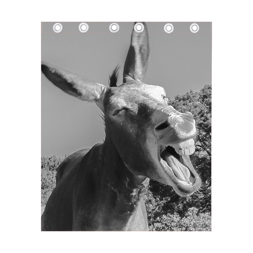 Black And White Funny Donkey Print Curtain