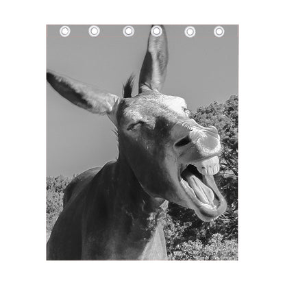 Black And White Funny Donkey Print Curtain