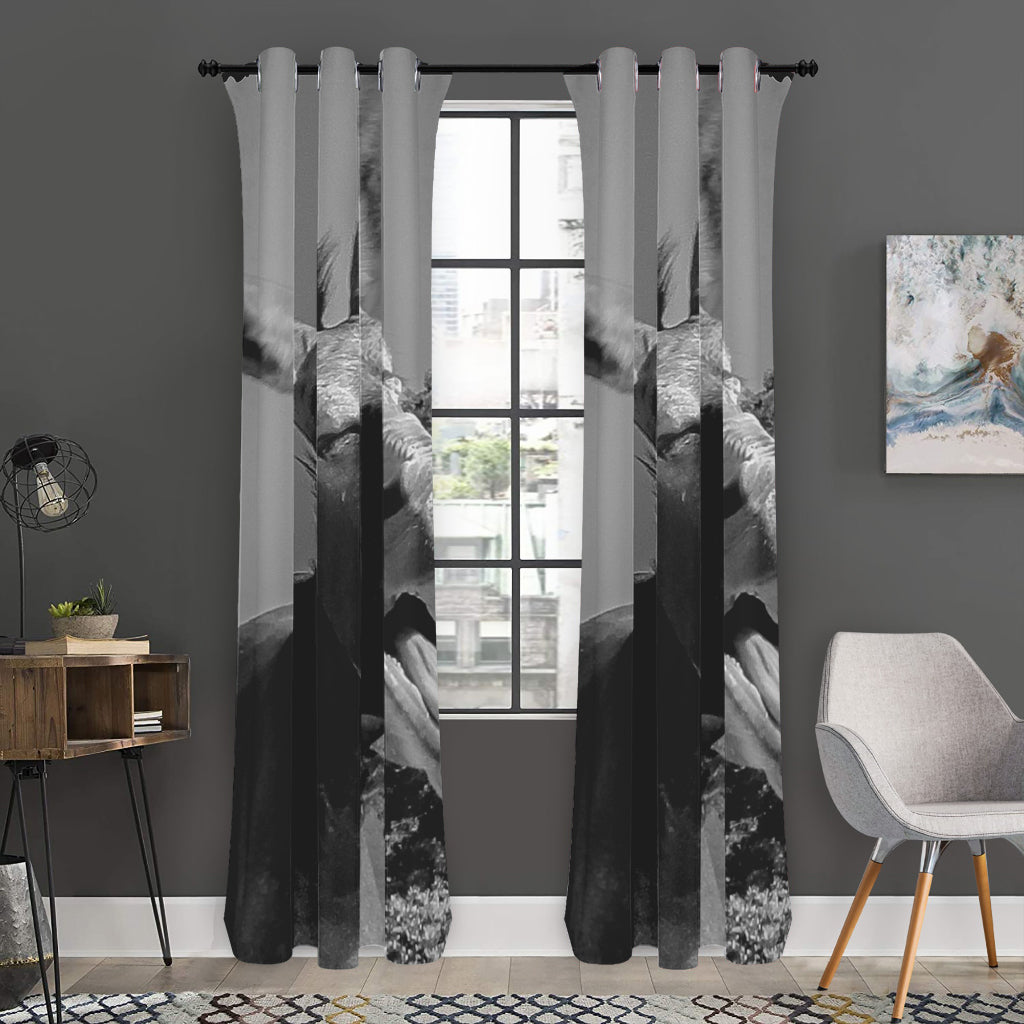Black And White Funny Donkey Print Curtain