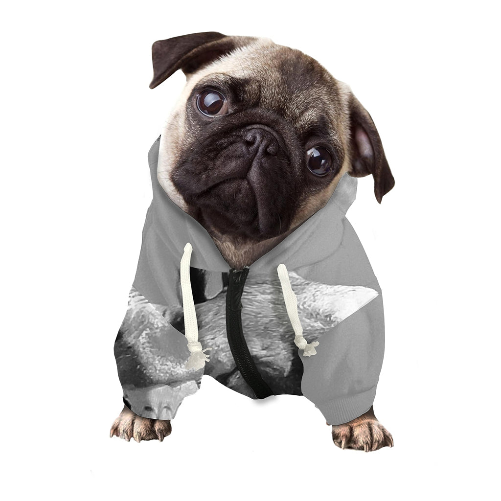 Black And White Funny Donkey Print Dog Zip Up Hoodie
