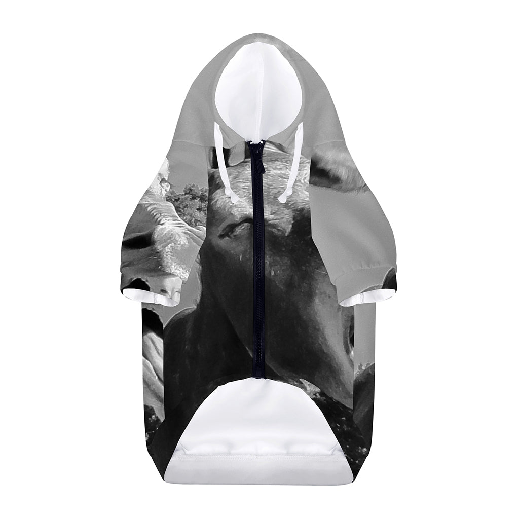 Black And White Funny Donkey Print Dog Zip Up Hoodie