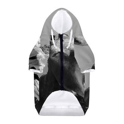 Black And White Funny Donkey Print Dog Zip Up Hoodie