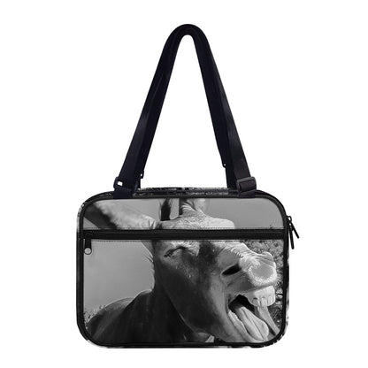 Black And White Funny Donkey Print Double Strap Bible Bag