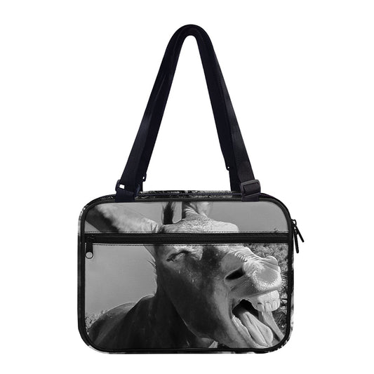 Black And White Funny Donkey Print Double Strap Bible Bag