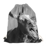 Black And White Funny Donkey Print Drawstring Bag