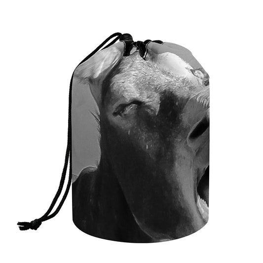 Black And White Funny Donkey Print Drawstring Makeup Bag