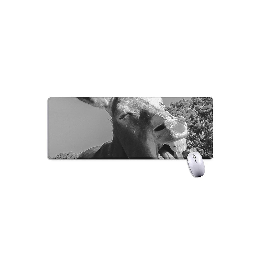 Black And White Funny Donkey Print Extended Mouse Pad