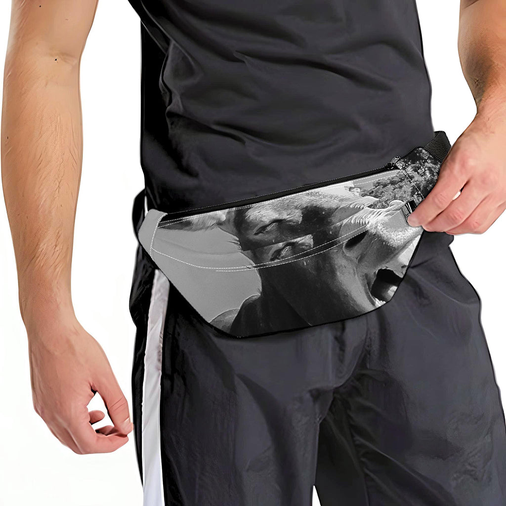Black And White Funny Donkey Print Fanny Pack
