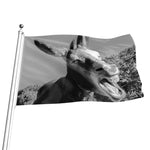 Black And White Funny Donkey Print Flag